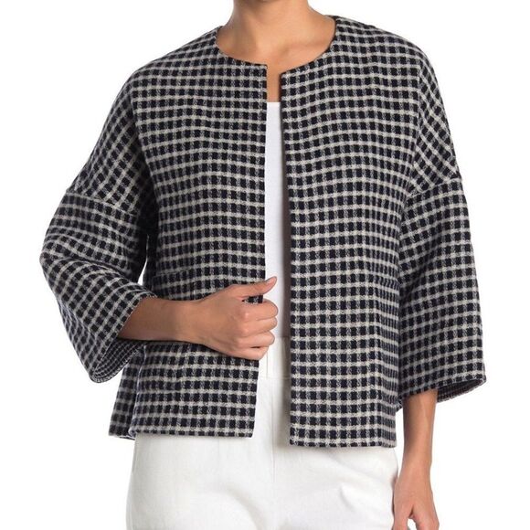 Jarbo Reversible Plaid Wool Cropped Jacket sz 1